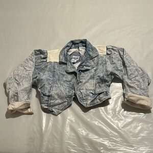 RARE yearbook denim faux leather jacket